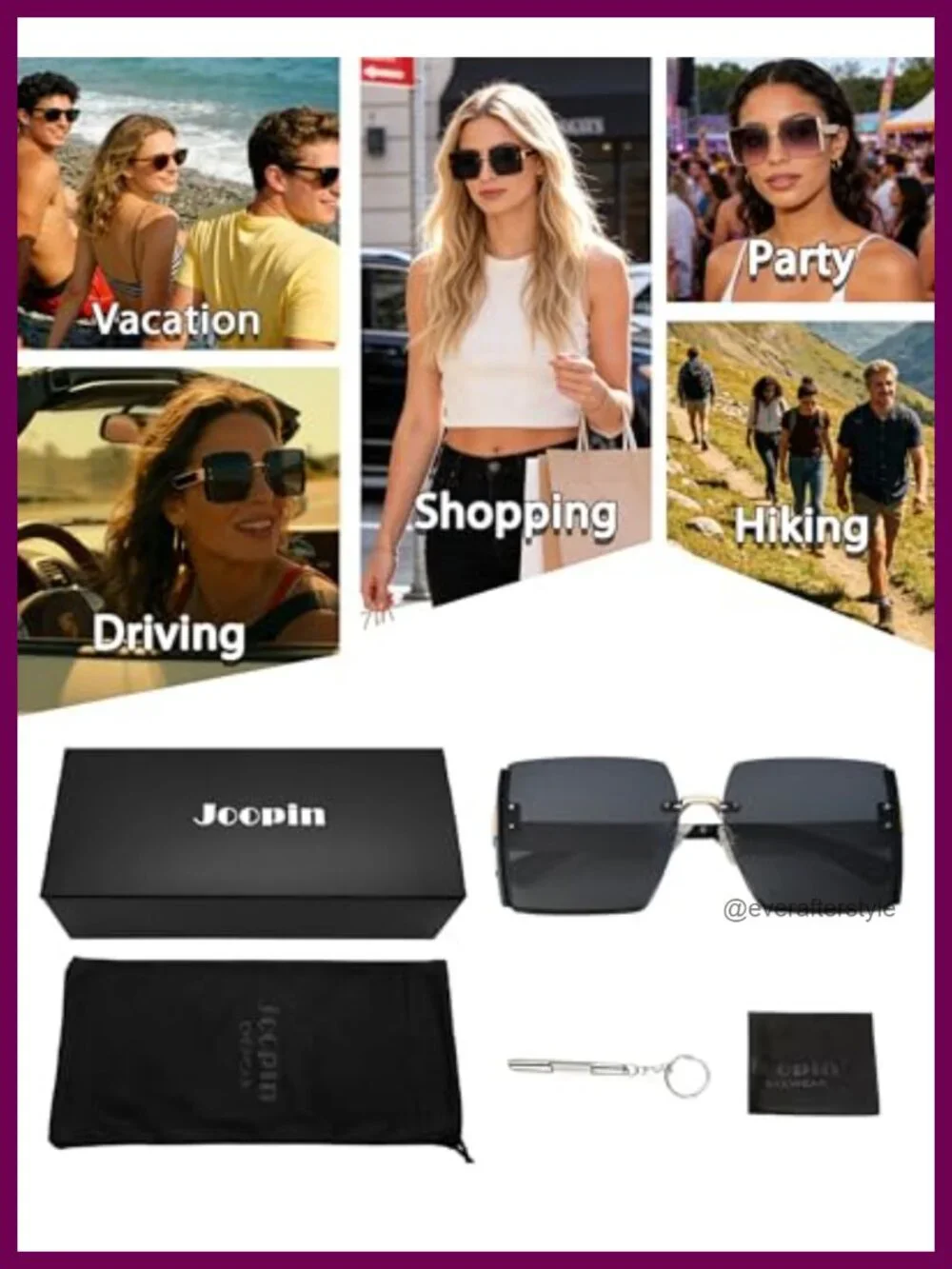 Oversized Rimless Sunglasses for Women UV400 Protection Square Frameless Shades